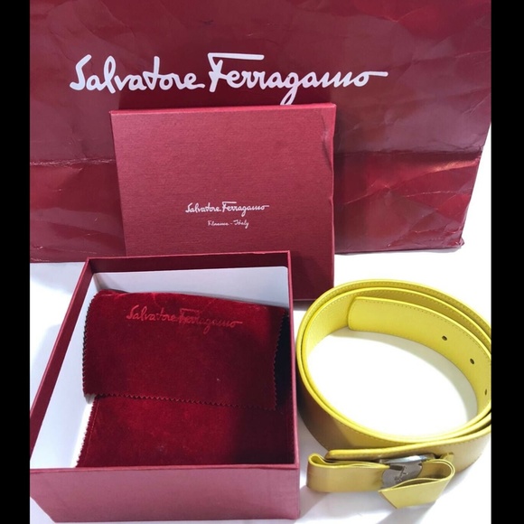 Salvatore Ferragamo Womens Belt Leather Yellow 41 main image 7